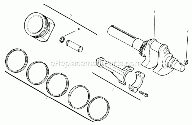 Toro 30611 (890001-899999) (1998) Groundsmaster 120 Crankshaft, Piston and Rings Diagram