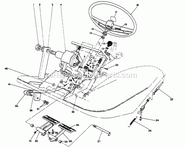 Toro 30620 (390001-399999) (1993) Proline 220 Pedals & Steering Wheel Assembly Diagram