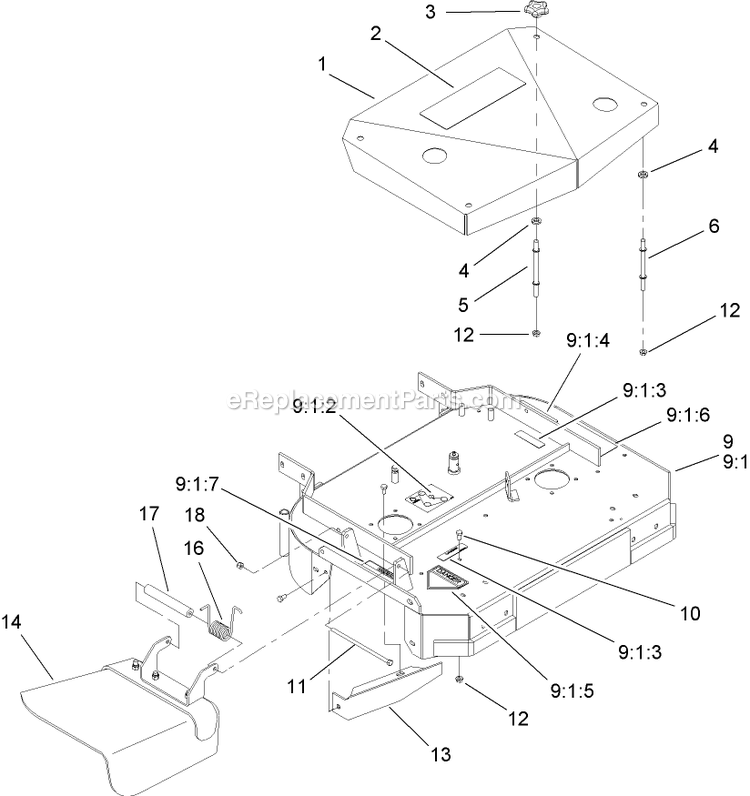 Toro 30682 (260000001-260999999)(2006) Fixed Deck, Pistol Grip, Gear Drive With 32in Cutting Unit Walk-Behind Mower Deck And Shield Assembly Diagram