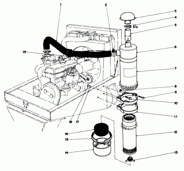 Toro 30721 (500001-599999) (1985) 72-in. Side Discharge Mower Air Cleaner Assembly 27-7090 Diagram