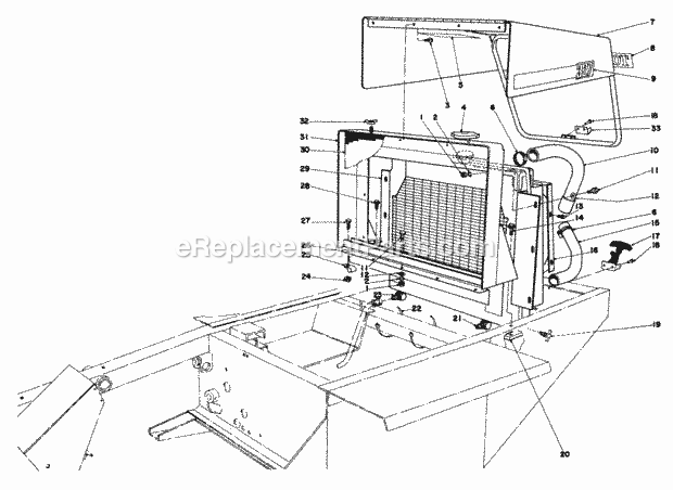 Toro 30721 (80001-89999) (1988) 72-in. Side Discharge Mower Radiator & Hood Assembly Diagram