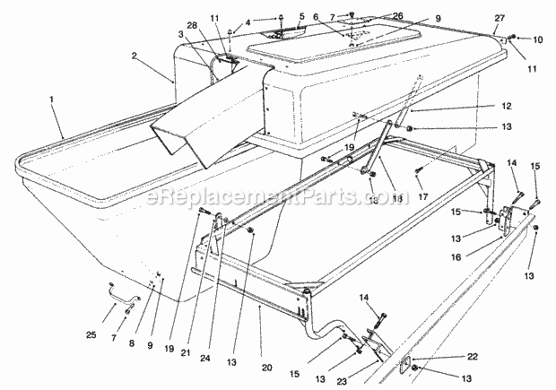 Toro 30751 (210000001-210999999) 6 Bushel Bag Kit, 44-in. Mower, 2001 Hopper Assembly Diagram