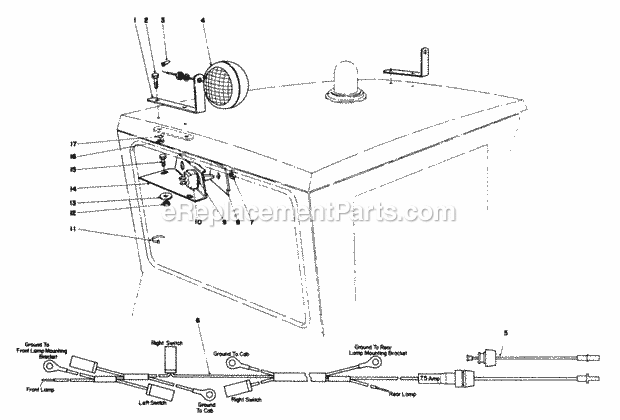 Toro 30760 (00000001-09999999) (1980) Groundsmaster 52 Cab Light Kit Model No. 30581 Diagram