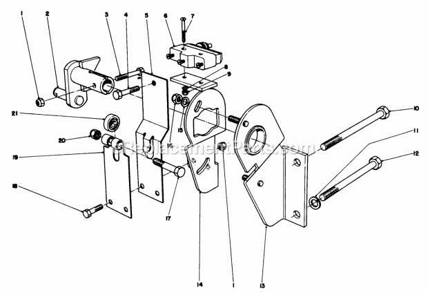 Toro 30760 (90000001-99999999) (1979) Groundsmaster 52 Transmission Interlock Assembly Diagram