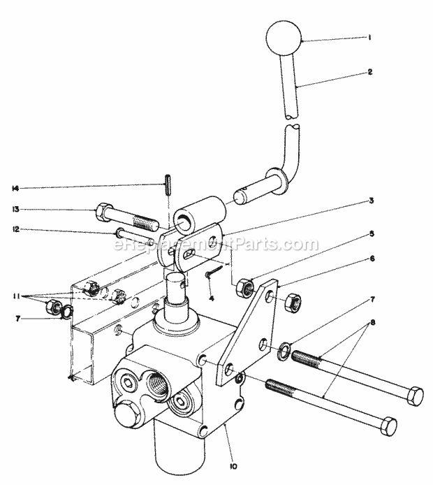 Toro 30760 (90000001-99999999) (1979) Groundsmaster 52 Valve and Lever Assembly Diagram