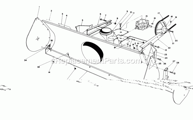 Toro 30761 (000001-099999) (1990) 44-in. Two Stage Snowthrower, Groundsmaster 117 Auger Housing & Pulley Assembly Diagram