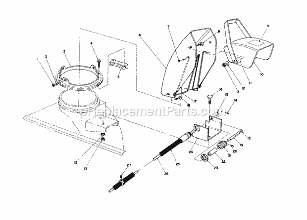 Toro 30761 (000001-099999) (1990) 44-in. Two Stage Snowthrower, Groundsmaster 117 Chute Ring & Deflector Assembly Diagram