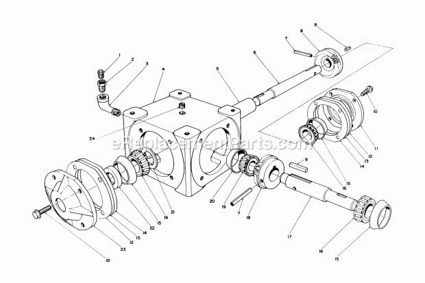 Toro 30761 (000001-099999) (1990) 44-in. Two Stage Snowthrower, Groundsmaster 117 Gear Box Assembly Diagram