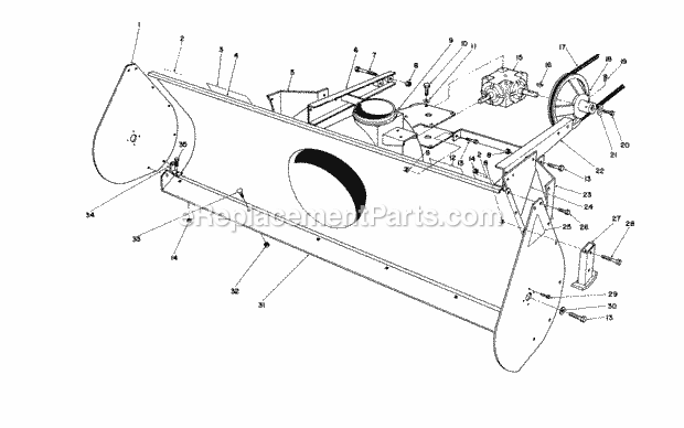 Toro 30761 (800001-899999) (1988) 44-in. Two Stage Snowthrower, Groundsmaster 117 Auger Housing & Pulley Assembly Diagram