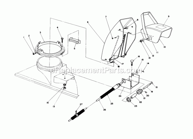Toro 30761 (800001-899999) (1988) 44-in. Two Stage Snowthrower, Groundsmaster 117 Chute Ring & Deflector Assembly Diagram