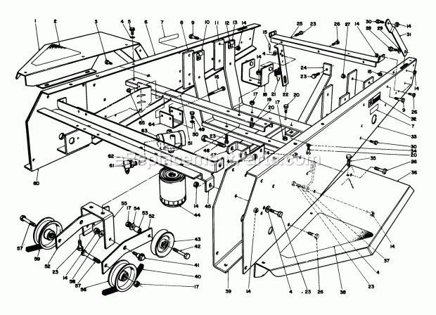 Toro 30768 (8000001-8999999) (1988) 52-in. Rear Discharge Mower Frame & Jackshaft Assembly Diagram