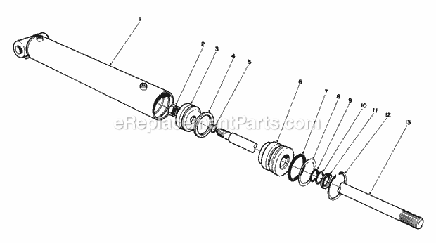 Toro 30768 (8000001-8999999) (1988) 52-in. Rear Discharge Mower Hydraulic Lift Cylinder No. 54-0150 Diagram