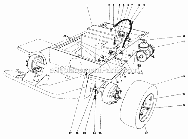 Toro 30775 (100001-199999) (1981) Groundsmaster 52 Gas Tank and Air Cleaner Assembly Diagram