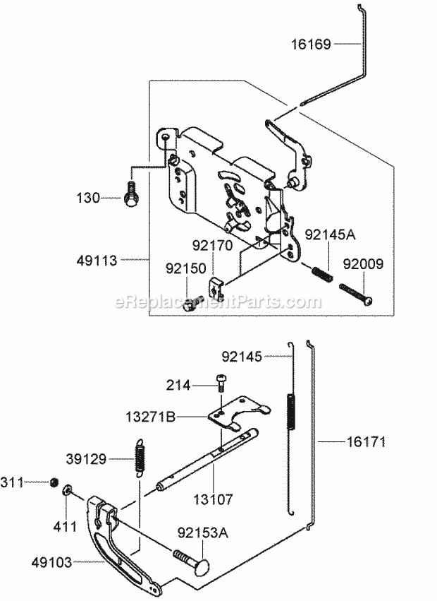 Toro 30986 (280000001-280999999) Commercial Walk-behind Mower, Fixed Deck Pistol Grip Hydro With 40in Turbo Force Cutting Unit, Control Equipment Assembly Kawasaki Fh430v-Cs25 Diagram