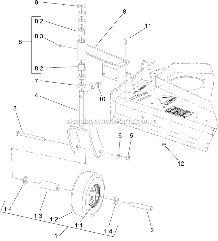 Toro 30988 (260000001-260999999)(2006) Fixed Deck Pistol Grip Hydro With 48in Cutting Unit Walk-Behind Mower Castor Assembly Diagram
