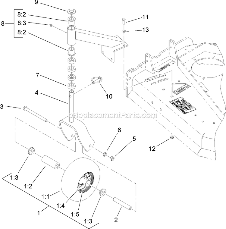 Toro 30989 (280000001-280999999)(2008) Fixed Deck Pistol Grip Hydro With 52in Cutting Unit Walk-Behind Mower Caster Assembly Diagram