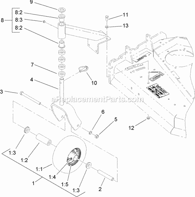 Toro 30989 (280000001-280999999) Commercial Walk-behind Mower, Fixed Deck Pistol Grip Hydro With 52in Turbo Force Cutting Unit, Caster Assembly Diagram