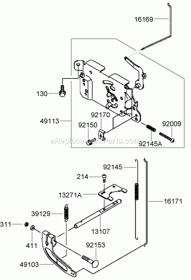 Toro 30989 (280000001-280999999) Commercial Walk-behind Mower, Fixed Deck Pistol Grip Hydro With 52in Turbo Force Cutting Unit, Control Equipment Assembly Kawasaki Fh541v-Ds23 Diagram