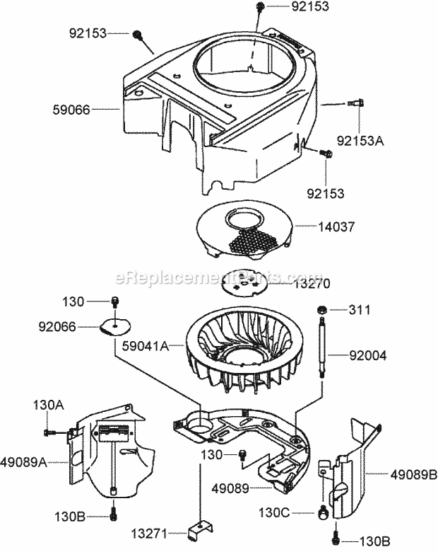 Toro 30989 (280000001-280999999) Commercial Walk-behind Mower, Fixed Deck Pistol Grip Hydro With 52in Turbo Force Cutting Unit, Cooling Equipment Assembly Kawasaki Fh541v-Ds23 Diagram