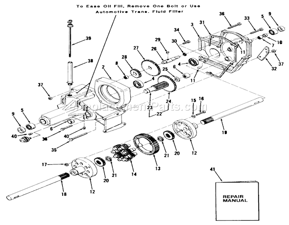 Toro 31-12K801 (1990) Lawn Tractor Transaxle 312-H, 416-H Diagram