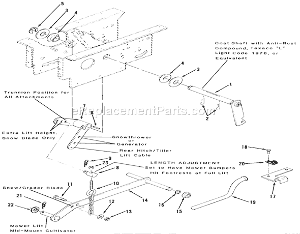 Toro 31-12K802 (1000001-1999999)(1991) Lawn Tractor Hydrostatic Lift Linkage 312-H & 416-H Diagram