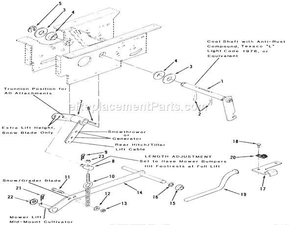 Toro 31-16O803 (1000001-1999999)(1991) Lawn Tractor Hydrostatic Lift Linkage 312-H & 416-H Diagram