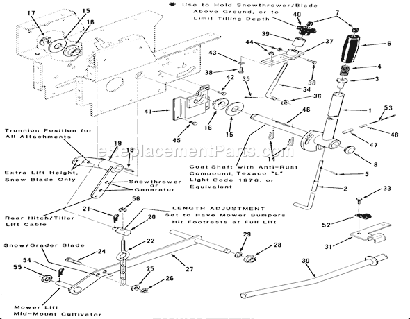 Toro 31-16O803 (1000001-1999999)(1991) Lawn Tractor Manual Lift Linkage Diagram