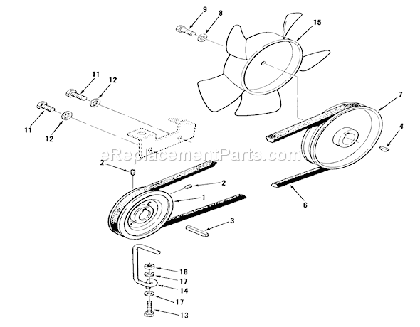 Toro 31-16OE01 (1988) Lawn Tractor Drive Belt And Pulleys Diagram
