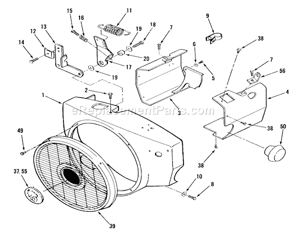 Toro 31-18OE02 (1989) Lawn Tractor Blower Housing And Governor Diagram