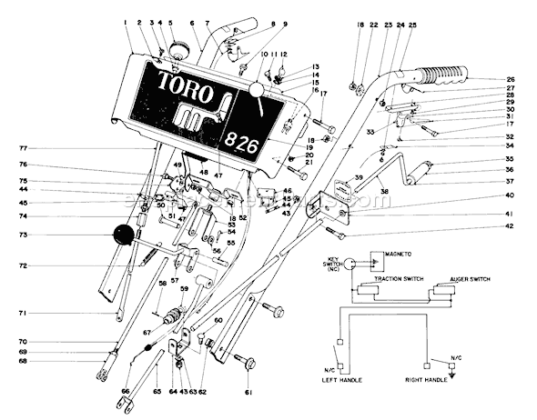 Toro 31823 (6000001-6999999)(1976) Snowthrower Page F Diagram