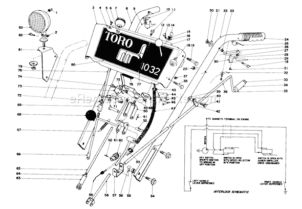 Toro 31995 (5000001-5999999)(1975) Snowthrower Handle Assembly Diagram