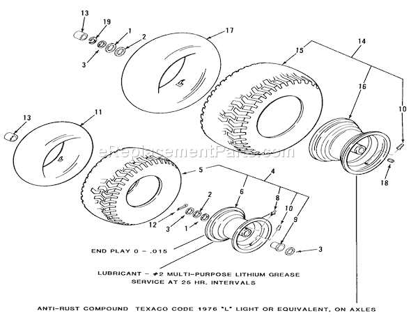 Toro 32-08B402 (1988) Lawn Tractor Wheels And Tires Diagram