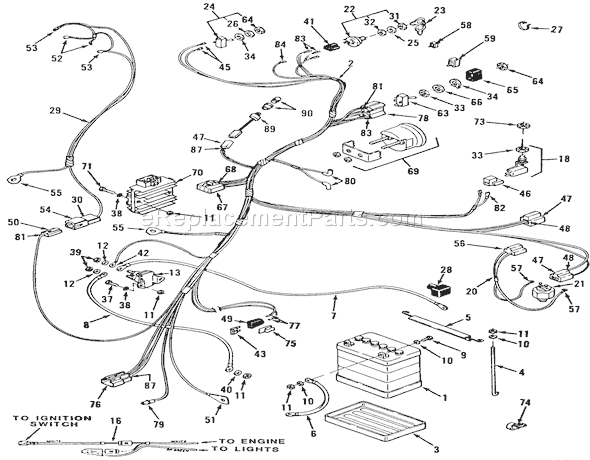Toro 32-08B402 (1988) Lawn Tractor Electrical System Diagram