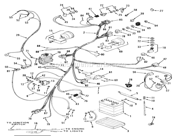 Toro 32-08B501 (1987) Lawn Tractor Electrical System Diagram