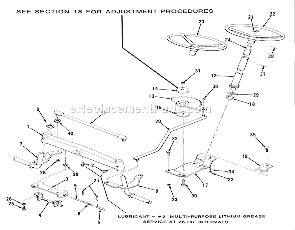 Toro 32-08B501 (1987) Lawn Tractor Front Axle And Steering Diagram