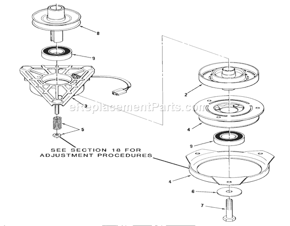 Toro 32-11BX01 (1987) Lawn Tractor Engine Pulley & Pto Clutch Diagram