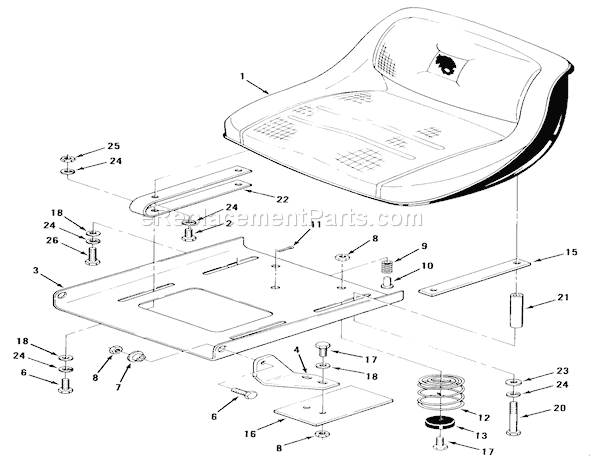 Toro 32-11BX02 (1988) Lawn Tractor Seat And Suspension Diagram