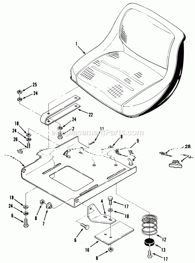 Toro 32-120EA1 (1000001-1999999) (1991) 212-h Tractor Seat and Suspension Diagram