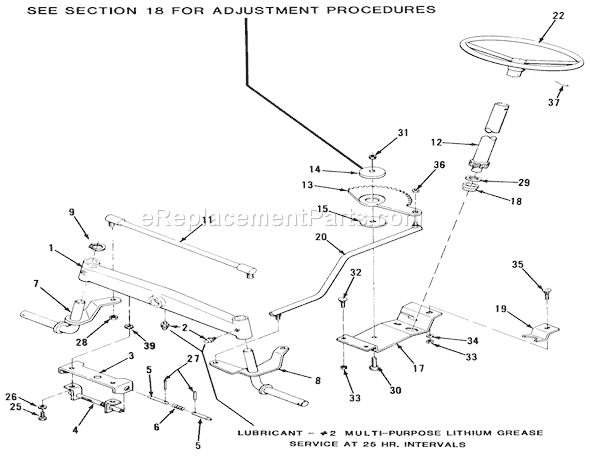 Toro 32-12K602 (1988) Lawn Tractor Front Axle And Steering Diagram