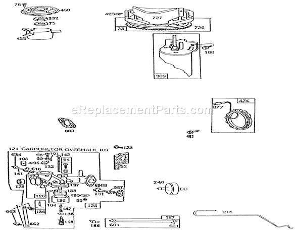 Toro 32-12OE02 (1000001-1999999)(1991) Lawn Tractor 10hp Engine Briggs & Stratton Model No. 256707 Type No. 0126-01 (continued) Diagram