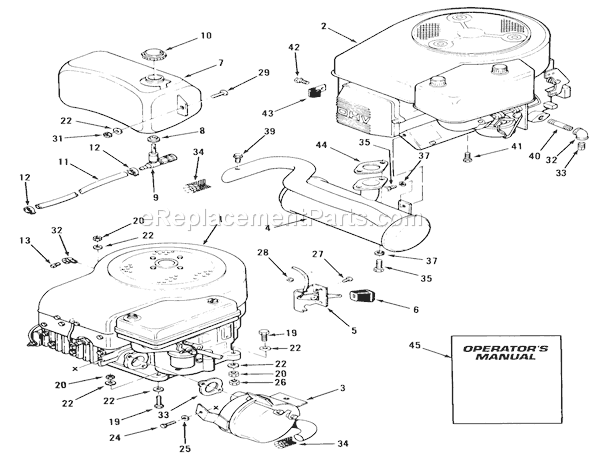 Toro 32-12OE03 (2000001-2999999)(1992) Lawn Tractor Engine Fuel & Exhaust Assembly Diagram