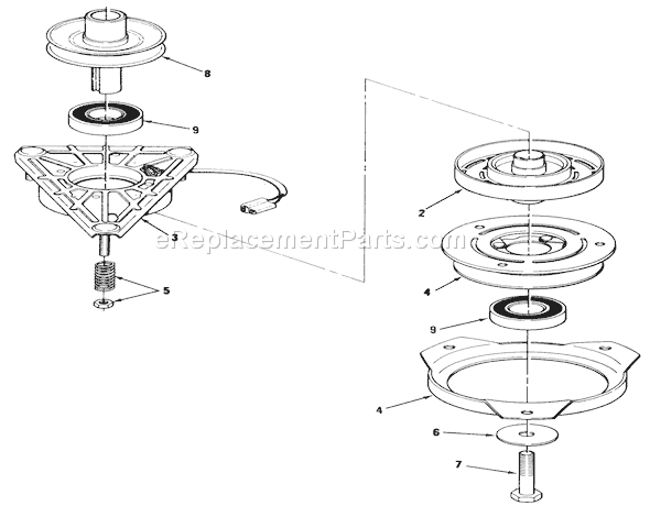 Toro 32-12OEA1 (1000001-1999999)(1991) Lawn Tractor Engine Pulley And Pto Clutch Diagram