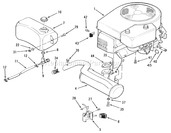 Toro 32-12OEA1 (1000001-1999999)(1991) Lawn Tractor Engine, Fuel And Exhaust Systems Diagram