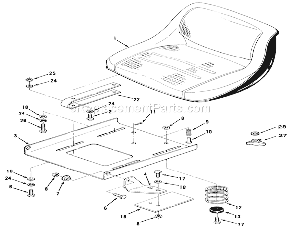 Toro 32-12OEA1 (1000001-1999999)(1991) Lawn Tractor Seat And Suspension Diagram