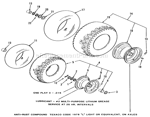 Toro 32-12OEA1 (1000001-1999999)(1991) Lawn Tractor Wheels And Tires Diagram