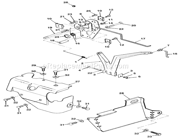 Toro 32-12OEA1 (1000001-1999999)(1991) Lawn Tractor 12hp Engine Governor Linkage And Cover Assembly Diagram