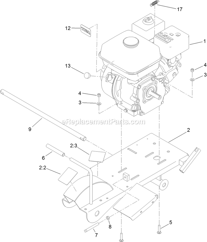 Toro 32610 (312000001-312999999)(2012) Sgr-6 Stump Grinder Engine And Frame Assembly Diagram