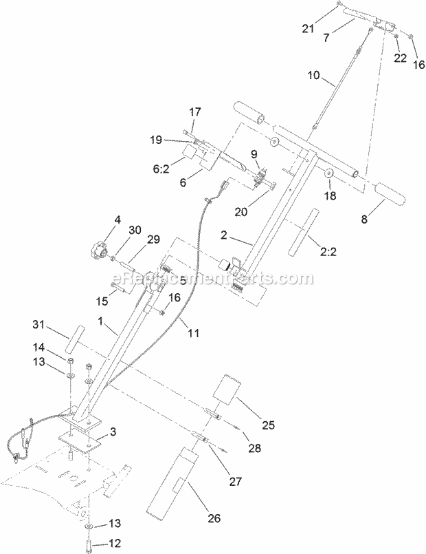 Toro 32610 (312000001-312999999) Sgr-6 Stump Grinder, 2012 Handle Assembly Diagram