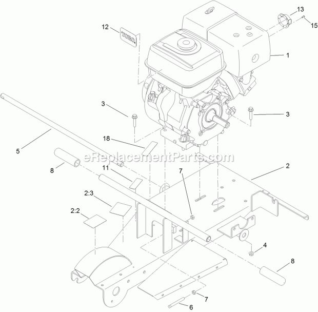 Toro 32611 (312000001-312999999) Sgr-13 Stump Grinder, 2012 Engine and Frame Assembly Diagram