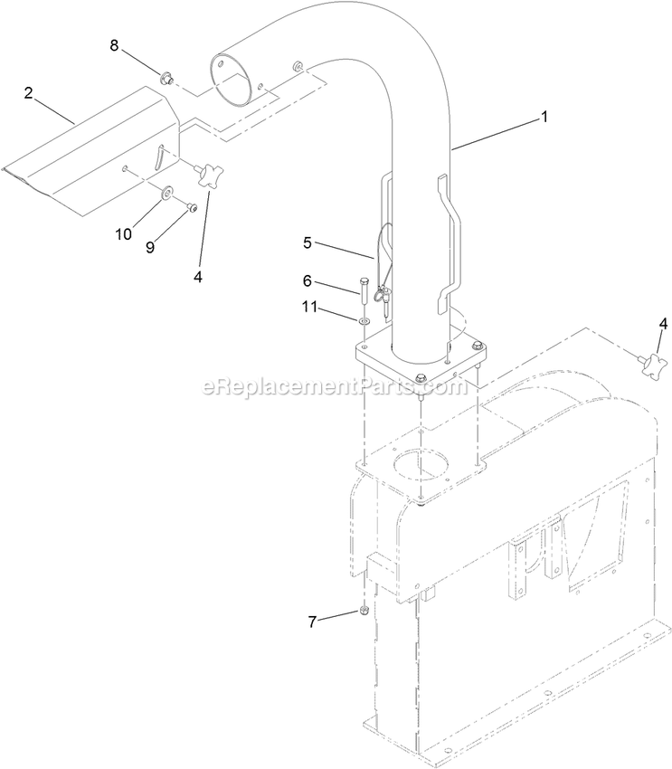 Toro 32614 (312000001-312999999)(2012) Bc-25 Brush Chipper Exit Chute Assembly Diagram